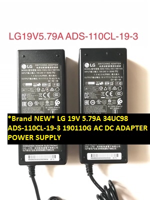 *Brand NEW*19V 5.79A AC DC ADAPTER AC100-240V LG 34UC98 ADS-110CL-19-3 190110G POWER SUPPLY - Click Image to Close